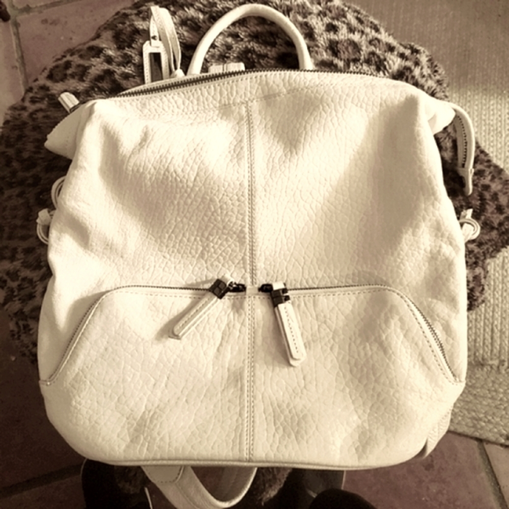 Breal cream pebble leather backpack bag